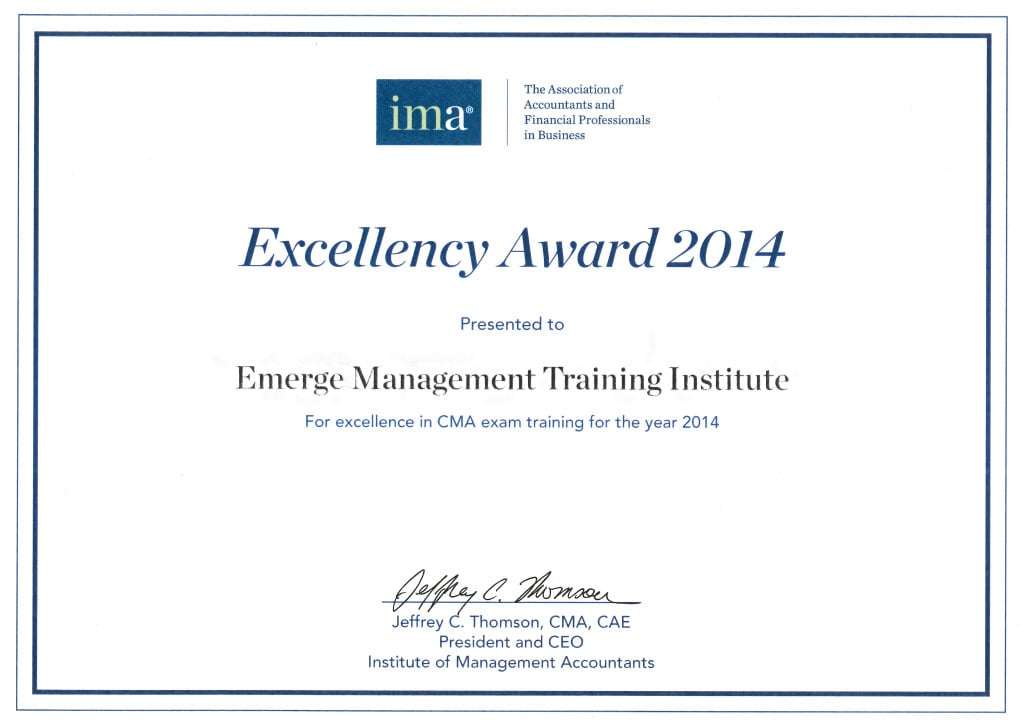 Excellency Award 2014 Emerge Management Training Center